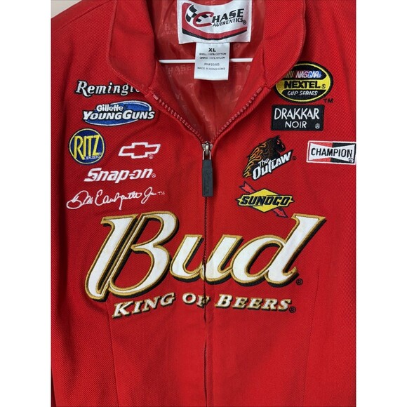 Chase Authentics Budweiser Dale Jr #8 NASCAR Jacket Womens XL Red Vintage - Picture 4 of 11